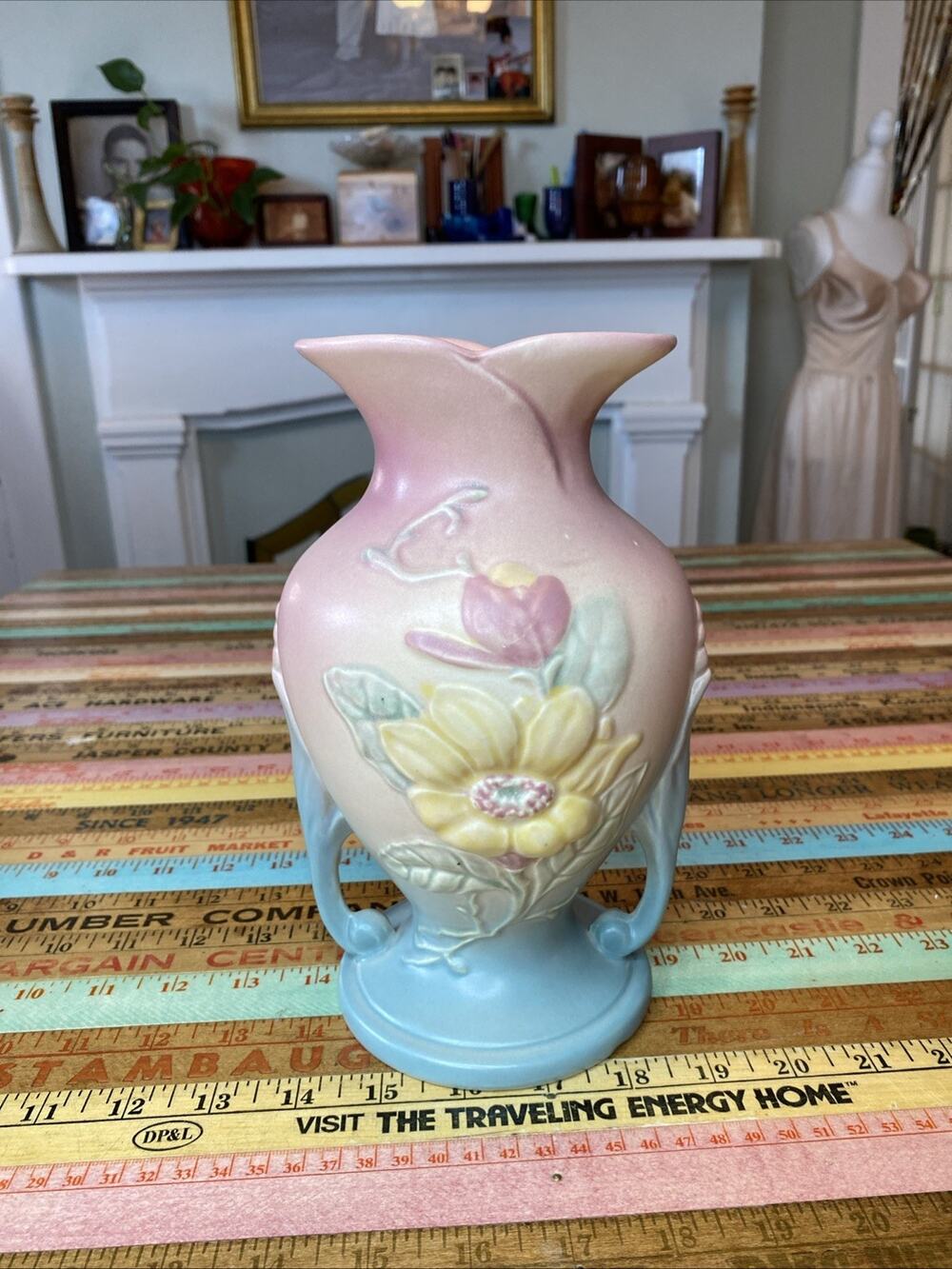 Vtg HULL ART POTTERY 8-1/2 MAGNOLIA Double Handle VASE NUMBER 2 Art Deco Nouveau